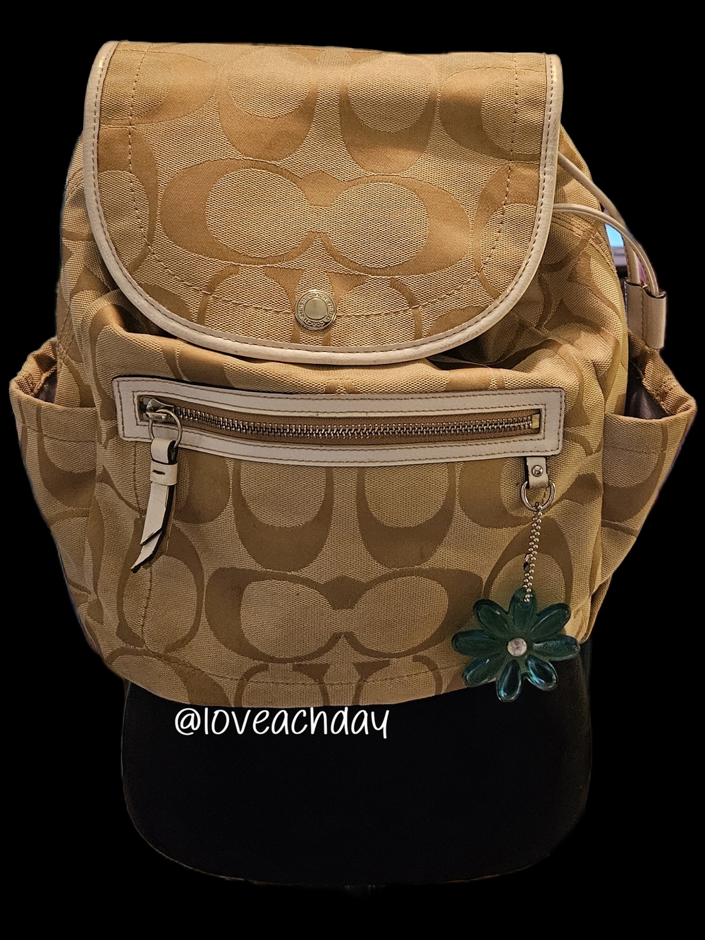 Y2K✨️Coach Tan Daisy Signature Canvas Backpack